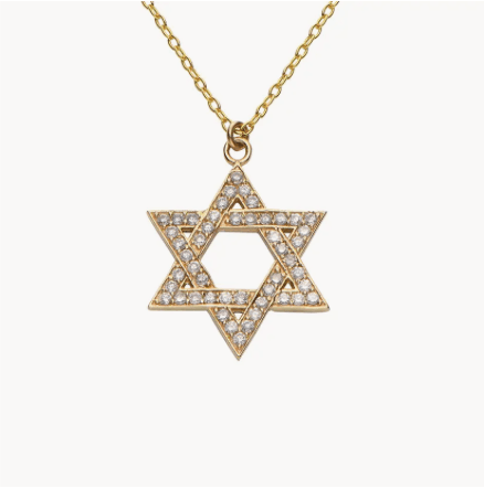 Diamonds Pave Star of David Necklace in 10K Yellow Gold